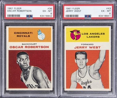 1961-62 Fleer Basketball Near Complete Set (64/66) - Including Jerry West and Oscar Robertson Rookie Cards Graded PSA EX-MT 6